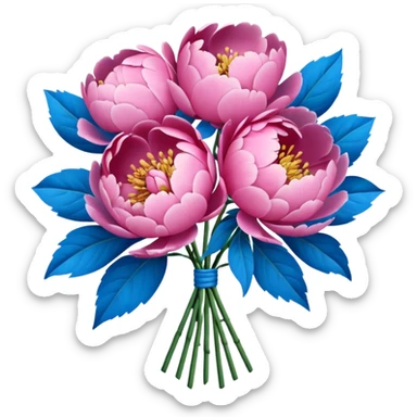 Boquet of flower peony sku blue  sticker