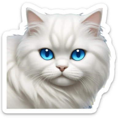 White Persian cat with blue eyes sleeping on crescent moon  sticker