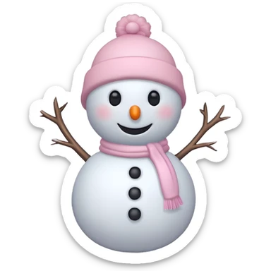 Cute white and light pink snowman sticker