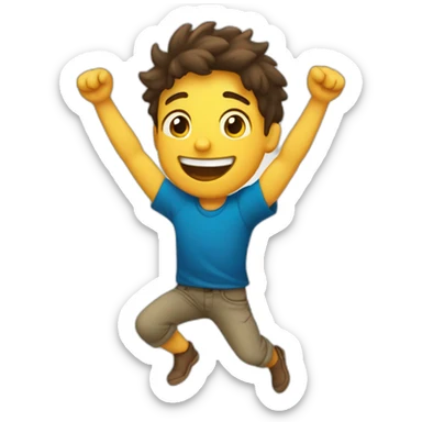 joven muchacho festejando con los brazos hacia arriba feliz sticker
