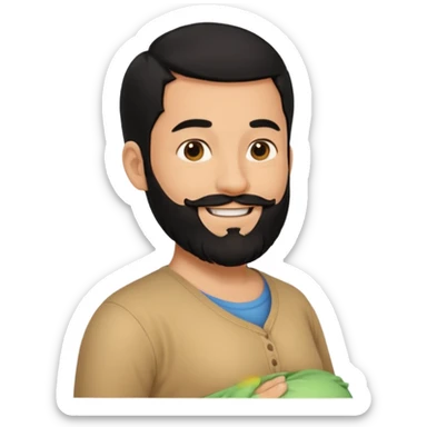 pregnant man with black beard and hair, side view sticker