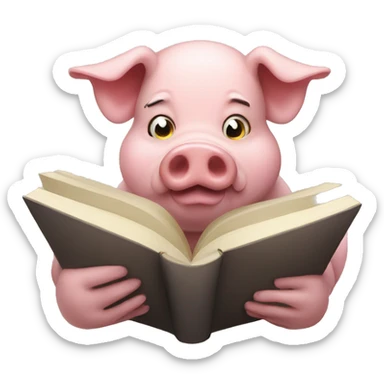 pig reading a book sticker