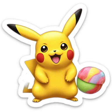 Pikachu avec un bonbon sticker