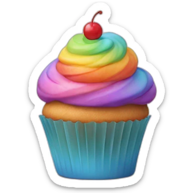Happy cupcake with rainbow icing  sticker