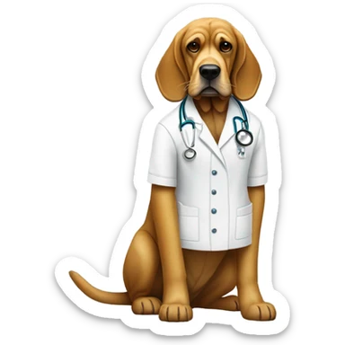 Full body White and gold bloodhound as a doctor in medical mask with JJC monogram. sticker