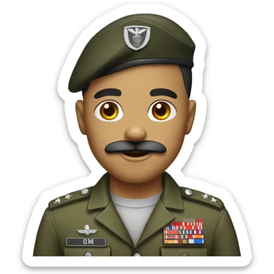 military boy with gray mustache sticker