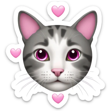 cat with pink hearts  sticker