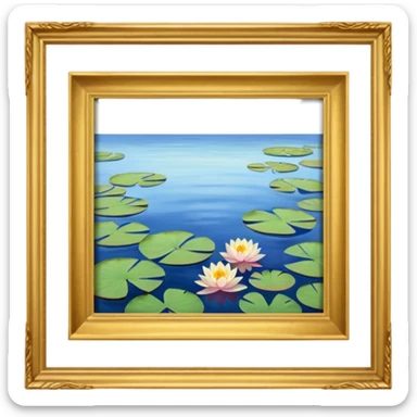 A gold picture frame with a Monet style painting in it. sticker
