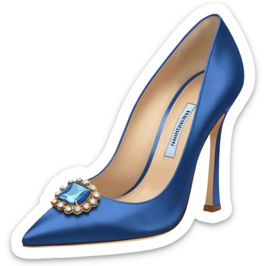 manolo blahink 90's satin pump with jewellry at front blue sticker