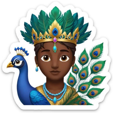 Krishna with feather crown sticker