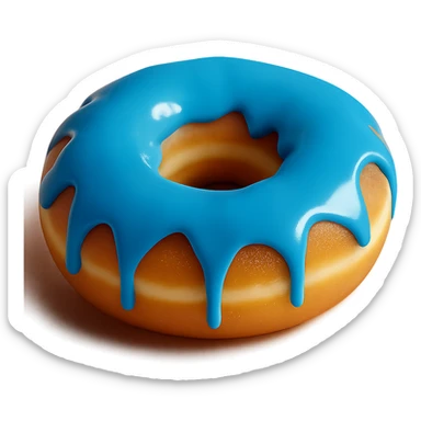 Change the glaze of the donut to a vibrant blue color, keep the donut realistic with soft lighting, transparent background. sticker