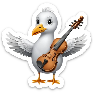 Seagull playing playing violin sticker