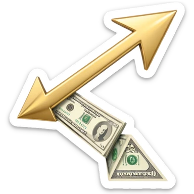 investment concept with upward arrow and money sticker