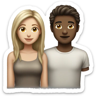 Dark brown hair girl dirty blonde boy couple sticker