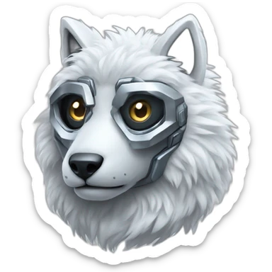 Cyber futuristic silver furry robot  sticker
