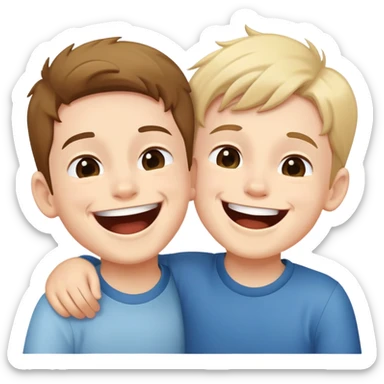 two boys laughing together, simple pose sticker