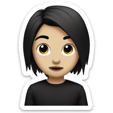 Emo with black hair and side part sticker