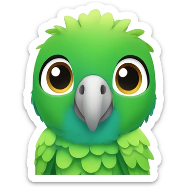 The front face of a baby Amazon parrot in Japanese animation style sticker