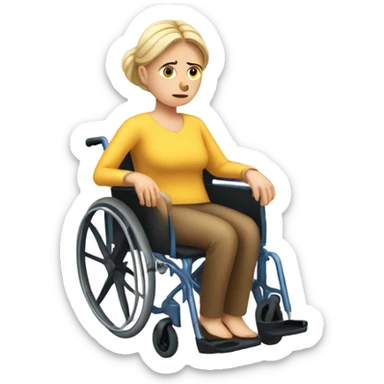 sad disabled white woman on a wheelchair sticker