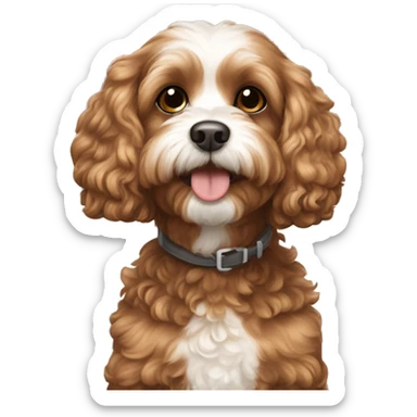 brown and white cavapoo dogs sticker