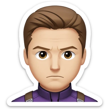 hawkeye clint barton portrait marvel, brown hair from captain america: civil war sticker