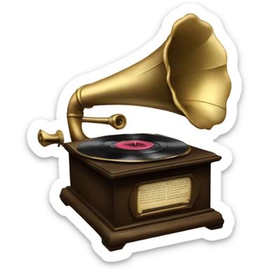 vintage gramophone with vinyl record sticker