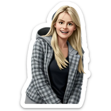 blonde girl in grey jacket sticker