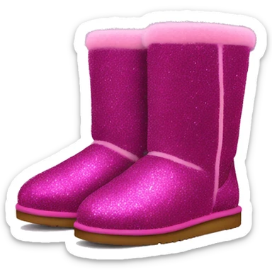 Realistic magenta glitter and fur Ugg boots. sticker