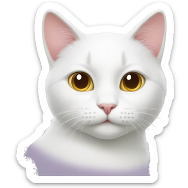 white cat with heart sticker