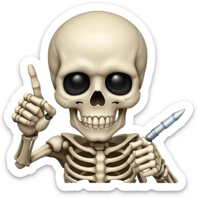 Skull emoji pointing with hand sticker
