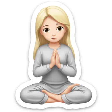 Girl stretched out on her knees praying sticker