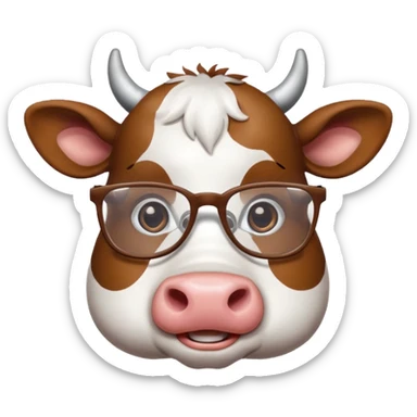 Nerdy cow sticker