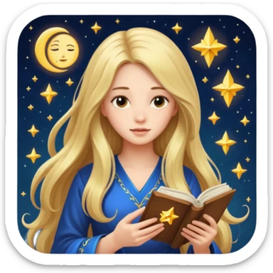 emoji of a girl with long hair reading a horoscope sticker