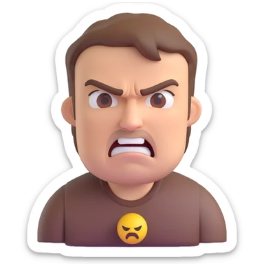 middle-aged man with short brown hair and angry expression, 3D emoji style sticker