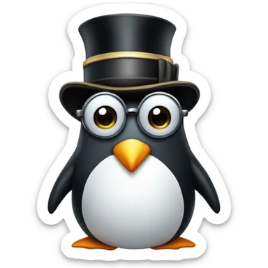Penguin with a top hat and monocle carrying a briefcase  sticker