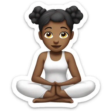 light skin black girl in cow face yoga pose sticker