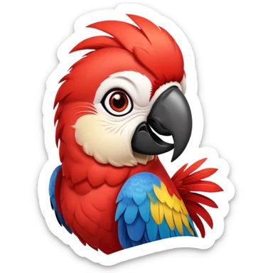 cinematic-cute-macaw-portrait-emoji,-head-tilted-playfully-and-inquisitively,-with-a-dazzling-red-plumage-and-round,-sparkling-eyes-filled-with-charm,-simplified-yet-irresistibly-adorable-features,-highly-detailed sticker