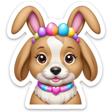 Lisa Frank Easter bunny headband on dog sticker
