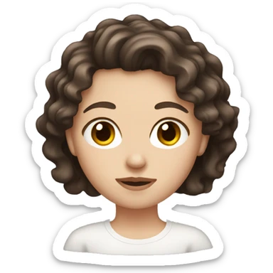 White girl with dark brown wavy hair sticker