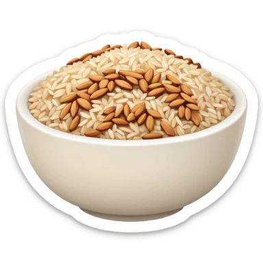 white bowl filled with brown rice, simple, clear sticker