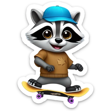 Racoon with a skate sticker