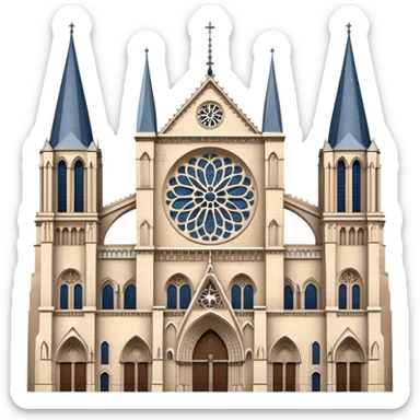 Notre Dame Cathedral in Paris with its iconic Gothic architecture, twin towers, and rose window sticker