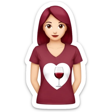 women's wine red cotton t-shirt with V-neck, feminine cut, no background, only the clothing item sticker