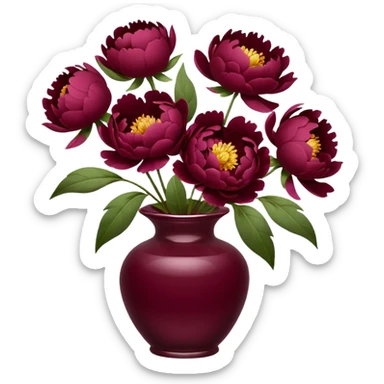 burgundy peonies sticker