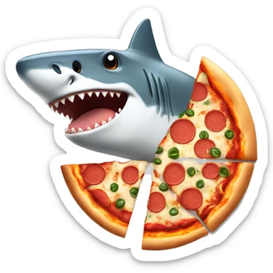 pizza with shark hat sticker