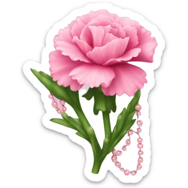 Pink carnation with string of pearls  sticker