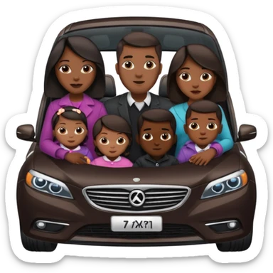 A fam of 7 mom dad big bro big sis middle sis and 2 baby we r black skin coulor and we r fine and baddies in a car sticker