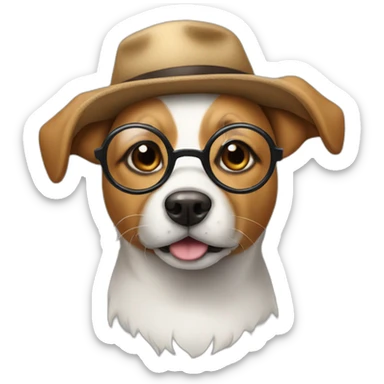 dog with glasses and hat sticker