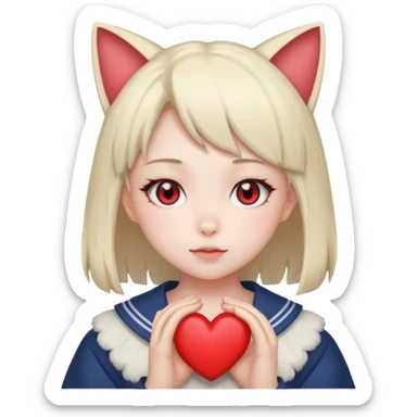 neko-girl with heart sticker