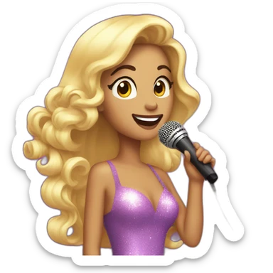 beauty queen singing in Karaoke sticker